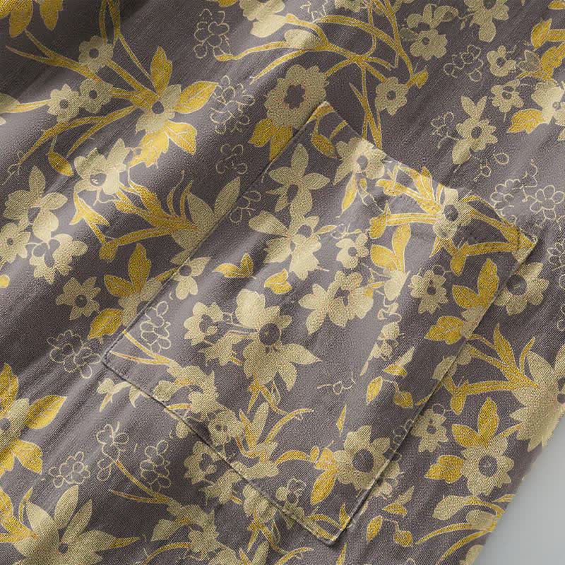 Pastoral Floral Jacquard Kimono Cotton Robe - image 22