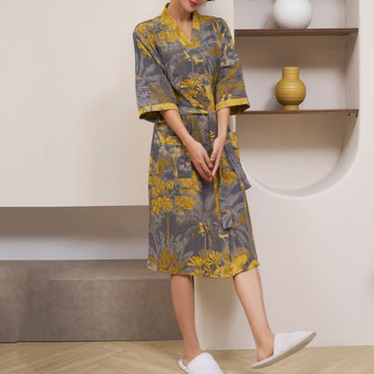 Artistic Forest Cotton Double Gauze Robe - image 2