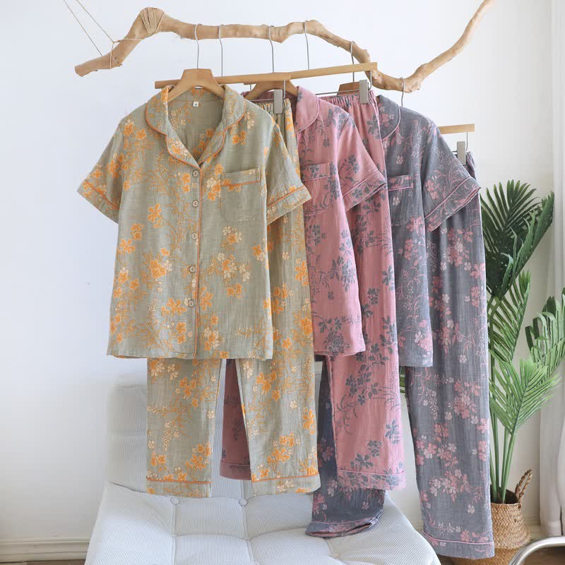 Branch & Floral Pure Cotton Pajama Set - image 2
