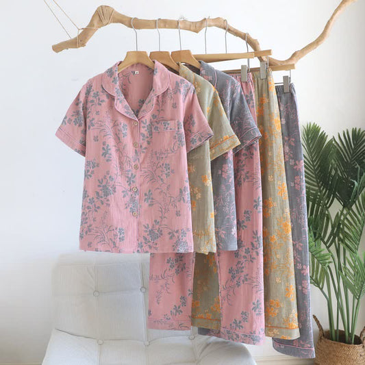 Branch & Floral Pure Cotton Pajama Set - image 0