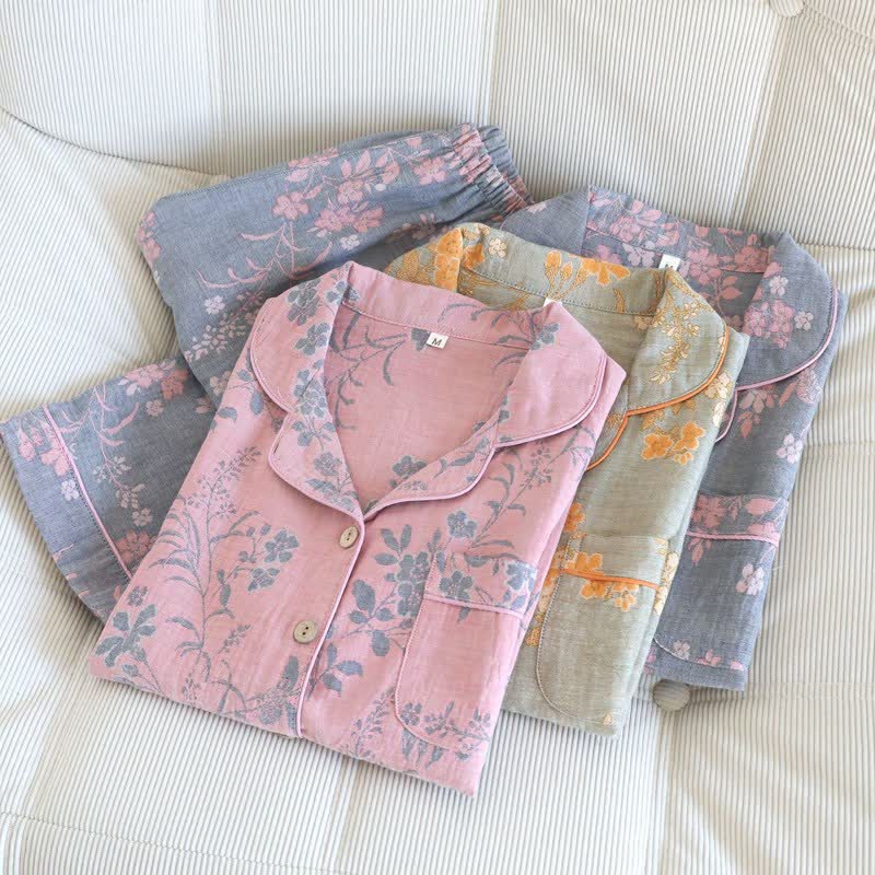 Branch & Floral Pure Cotton Pajama Set - image 1