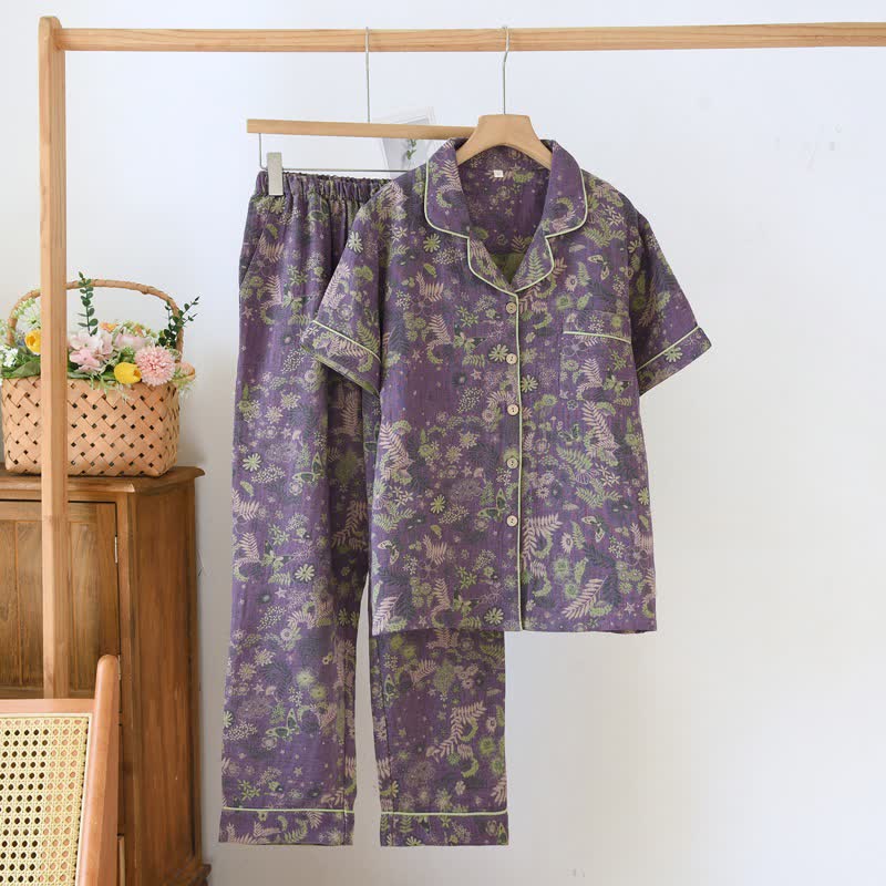 Purple Mimosa Cotton Double Gauze Pajamas - Purple - XL - image 0