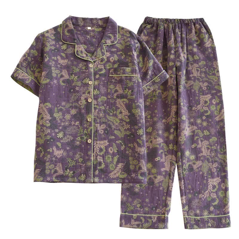 Purple Mimosa Cotton Double Gauze Pajamas - image 11