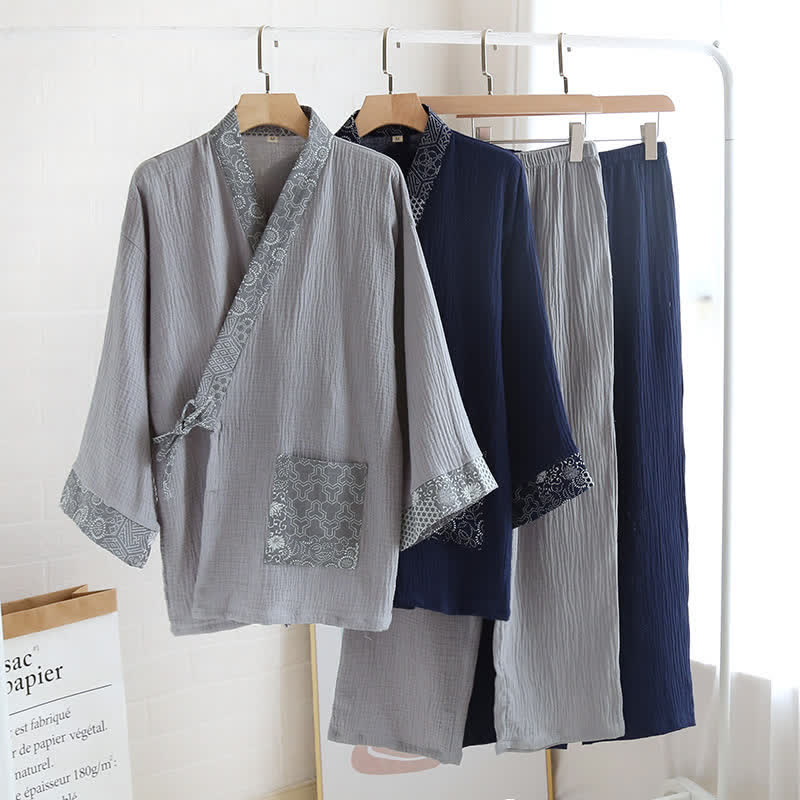 Ethnic Style Cotton Gauze Kimono Pajamas - image 0