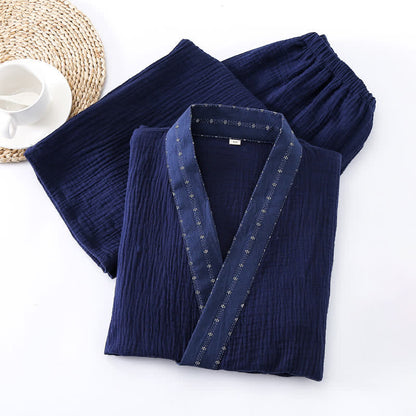 Navy Cotton Gauze Kimono Pajama Set - image 4