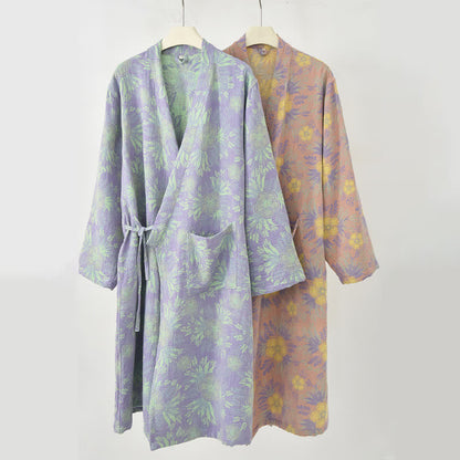 Peach Blossom Cotton Double Gauze Kimono Robe - image 6
