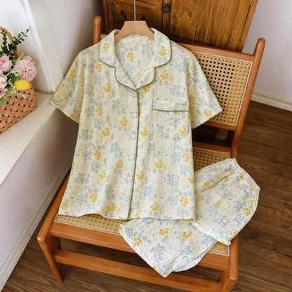 Tulip & Leaf Cotton Gauze Pajama Set - image 1