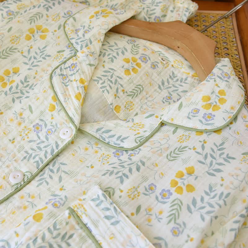 Tulip & Leaf Cotton Gauze Pajama Set - image 2