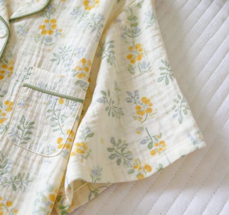 Tulip & Leaf Cotton Gauze Pajama Set - image 4