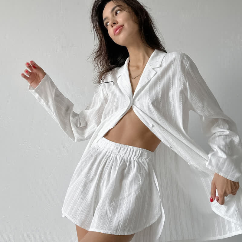 Minimalist Style Striped Pajama Set - image 3