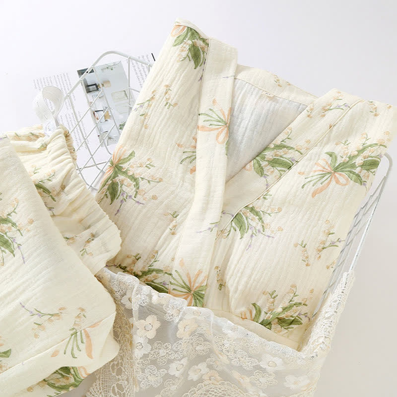 Floral Bouquet Cotton Gauze Pajama Set - image 1