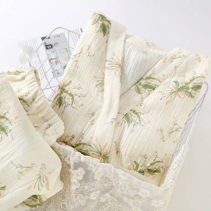 Floral Bouquet Cotton Gauze Pajama Set - image 1
