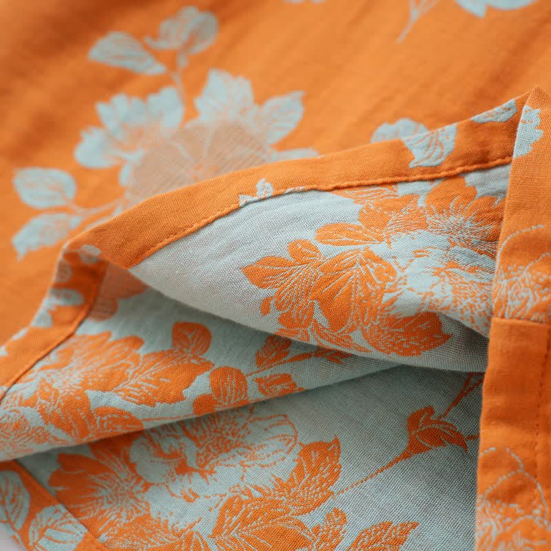 Vintage Asian Inspired Floral Cotton Pajamas - image 5