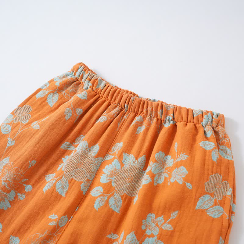 Vintage Asian Inspired Floral Cotton Pajamas - image 6