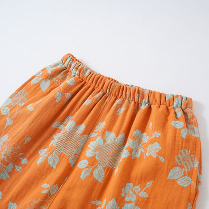 Vintage Asian Inspired Floral Cotton Pajamas - image 6