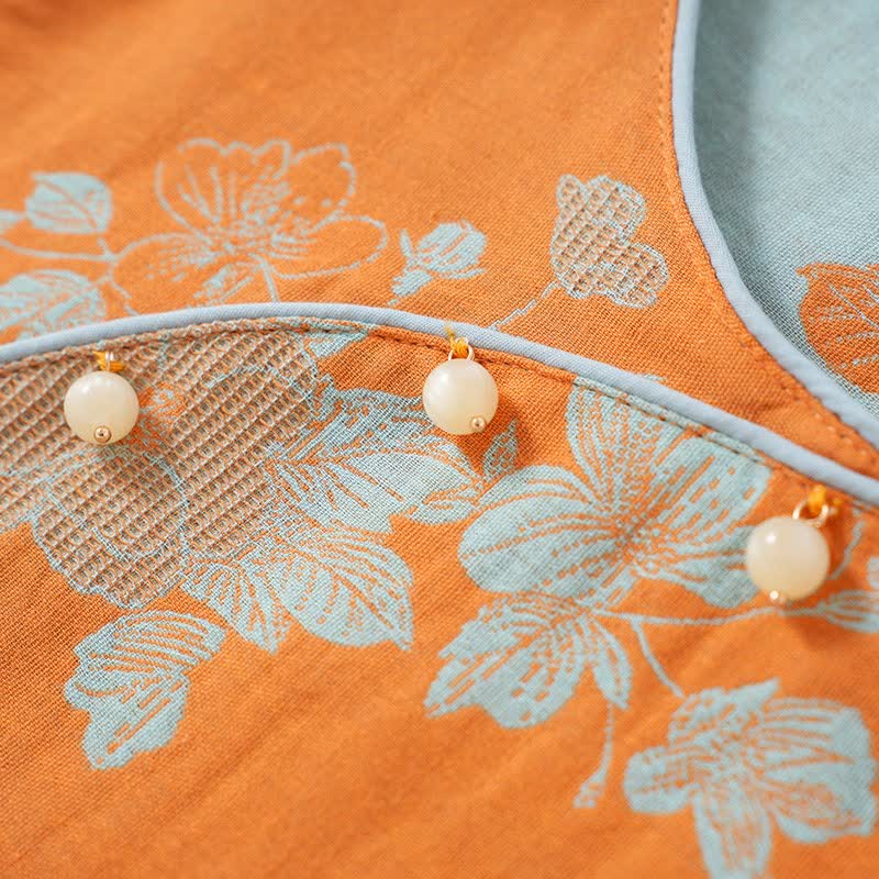 Vintage Asian Inspired Floral Cotton Pajamas - image 2