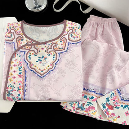 Light Purple Vintage Hanfu-Inspired Floral Pajamas - image 1