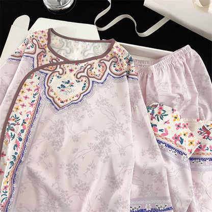 Light Purple Vintage Hanfu-Inspired Floral Pajamas - image 5
