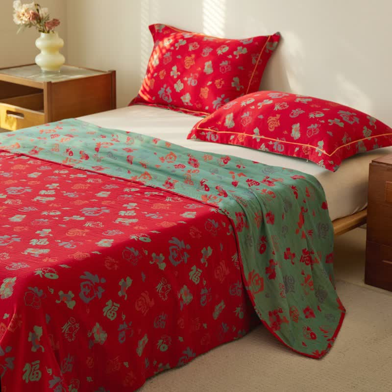 Oriental Horse Cotton Double Gauze Bedspread - image 1