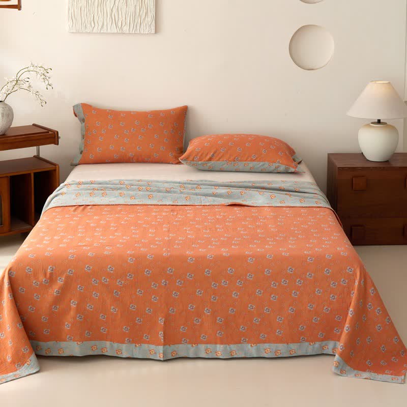 Country Style Floral Cotton Double Gauze Bedspread - image 1