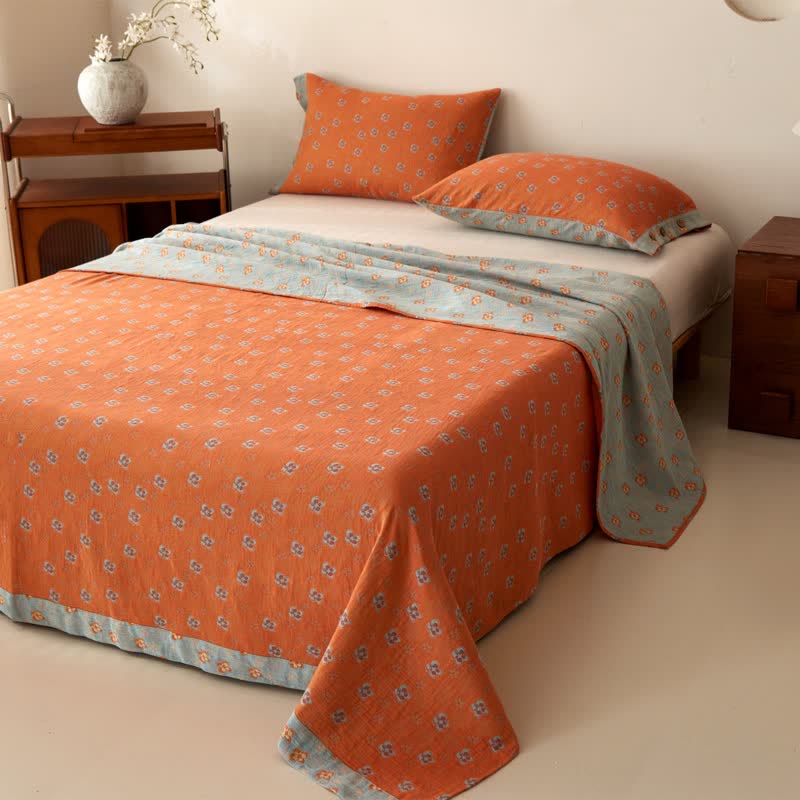 Country Style Floral Cotton Double Gauze Bedspread - Bedspread with 2PCS Pillowcases - King - image 0