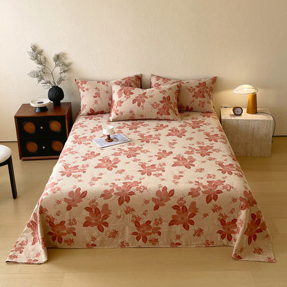 Floral Leaf Cotton Double Gauze Bedspread - Pink - 2PCS Pillowcases - 19" x 29" - image 1