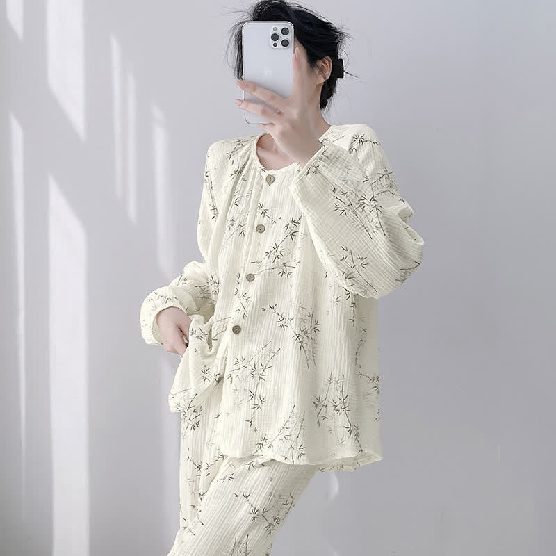 Bamboo Print Double Gauze Cotton Loungewear Set - image 1