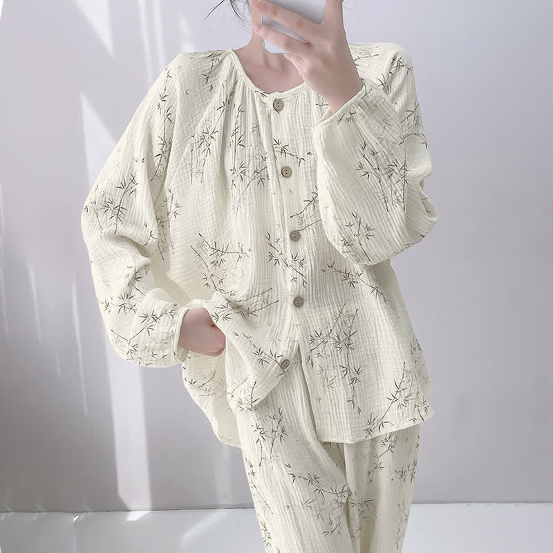 Bamboo Print Double Gauze Cotton Loungewear Set - image 3