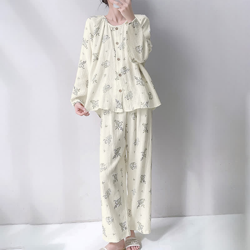 Leaf Double Gauze Cotton Loungewear Set - image 1