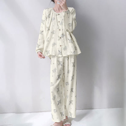 Leaf Double Gauze Cotton Loungewear Set - image 1