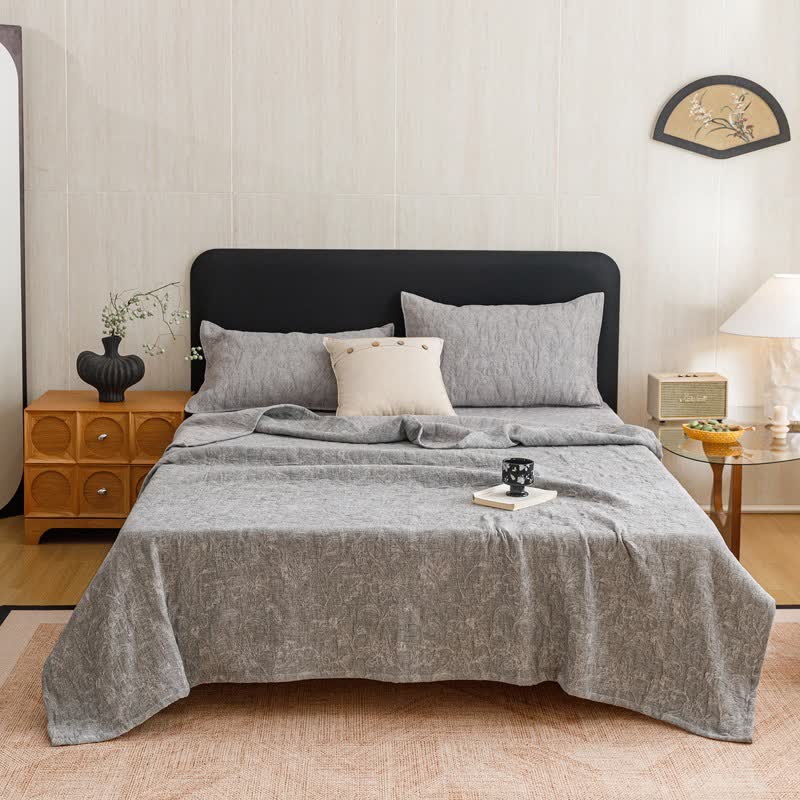 Floral Cotton Triple-Layer Gauze Jacquard Quilt Blanket - image 21