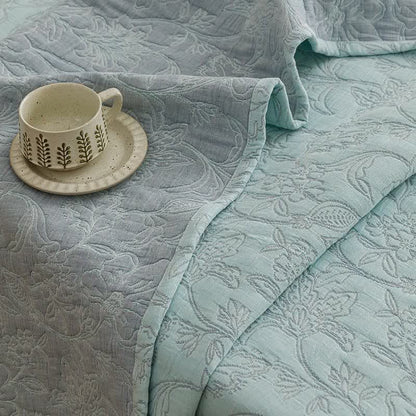 Floral Cotton Triple-Layer Gauze Jacquard Quilt Blanket - image 12