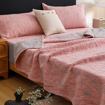 Floral Cotton Triple-Layer Gauze Jacquard Quilt Blanket - image 15