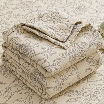 Floral Cotton Triple-Layer Gauze Jacquard Quilt Blanket - image 6