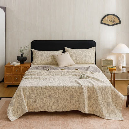 Floral Cotton Triple-Layer Gauze Jacquard Quilt Blanket - image 2