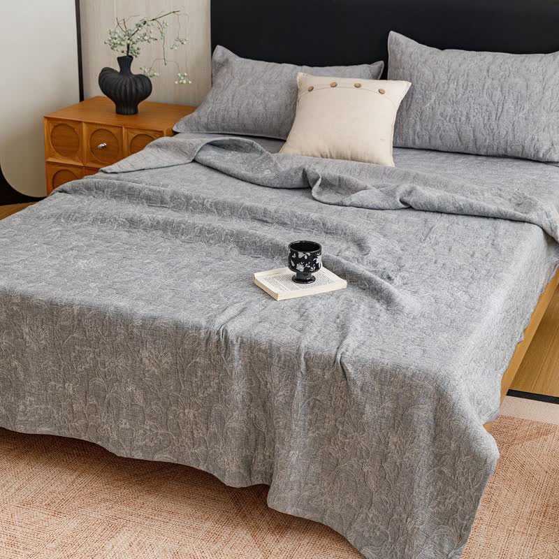 Floral Cotton Triple-Layer Gauze Jacquard Quilt Blanket - image 20