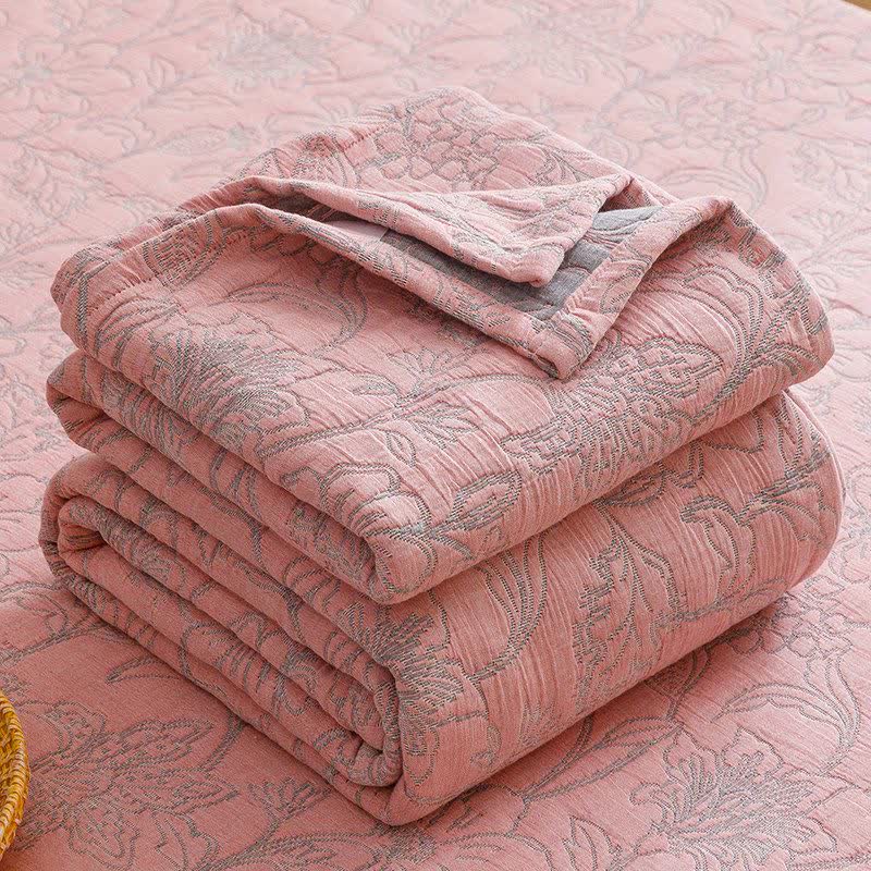 Floral Cotton Triple-Layer Gauze Jacquard Quilt Blanket - image 18