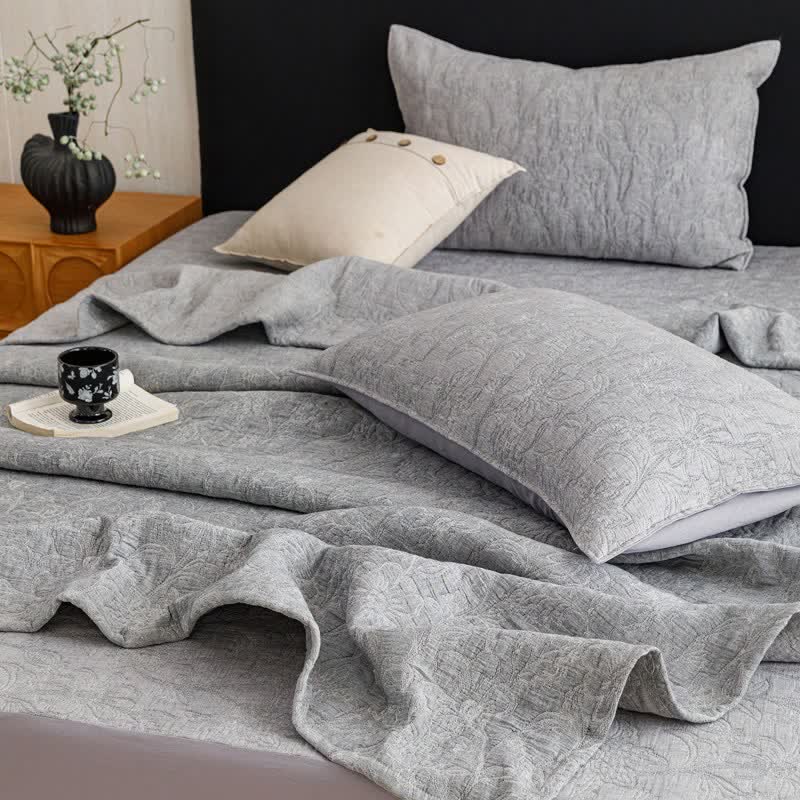 Floral Cotton Triple-Layer Gauze Jacquard Quilt Blanket - image 24
