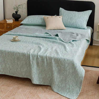 Floral Cotton Triple-Layer Gauze Jacquard Quilt Blanket - image 8