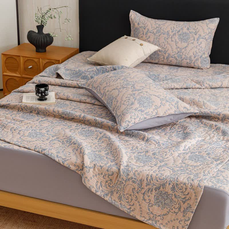 Vintage Cotton Triple-Layer Gauze Jacquard Quilt Blanket - image 11