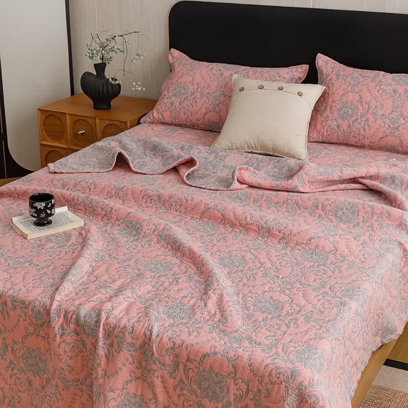 Vintage Cotton Triple-Layer Gauze Jacquard Quilt Blanket - image 17