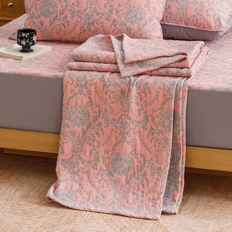 Vintage Cotton Triple-Layer Gauze Jacquard Quilt Blanket - image 19
