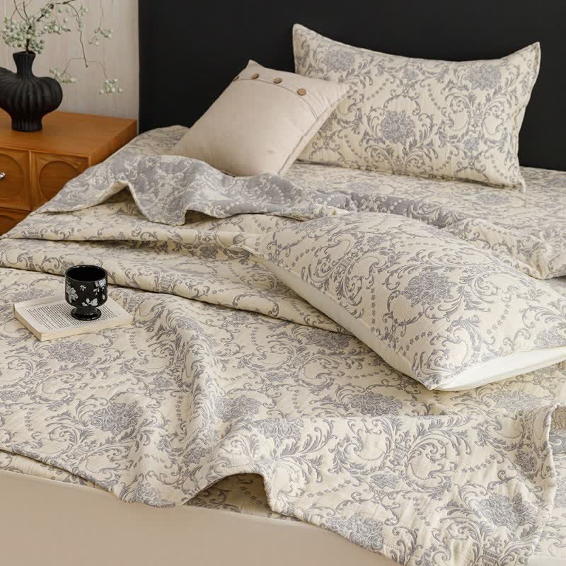 Vintage Cotton Triple-Layer Gauze Jacquard Quilt Blanket - image 4