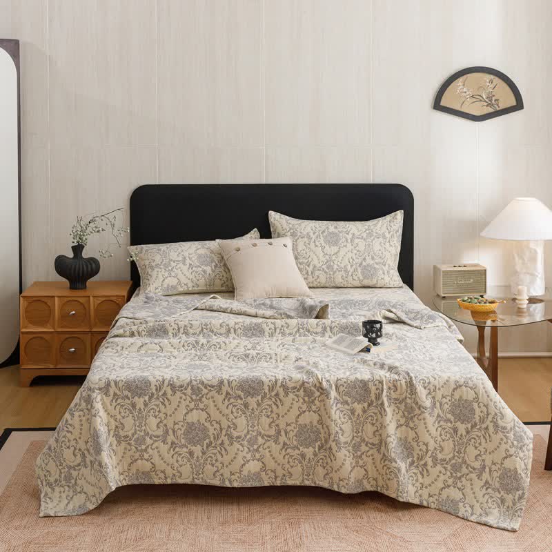 Vintage Cotton Triple-Layer Gauze Jacquard Quilt Blanket - image 2