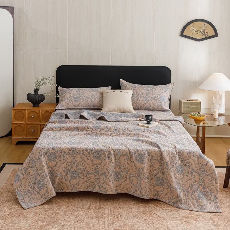 Vintage Cotton Triple-Layer Gauze Jacquard Quilt Blanket - image 9