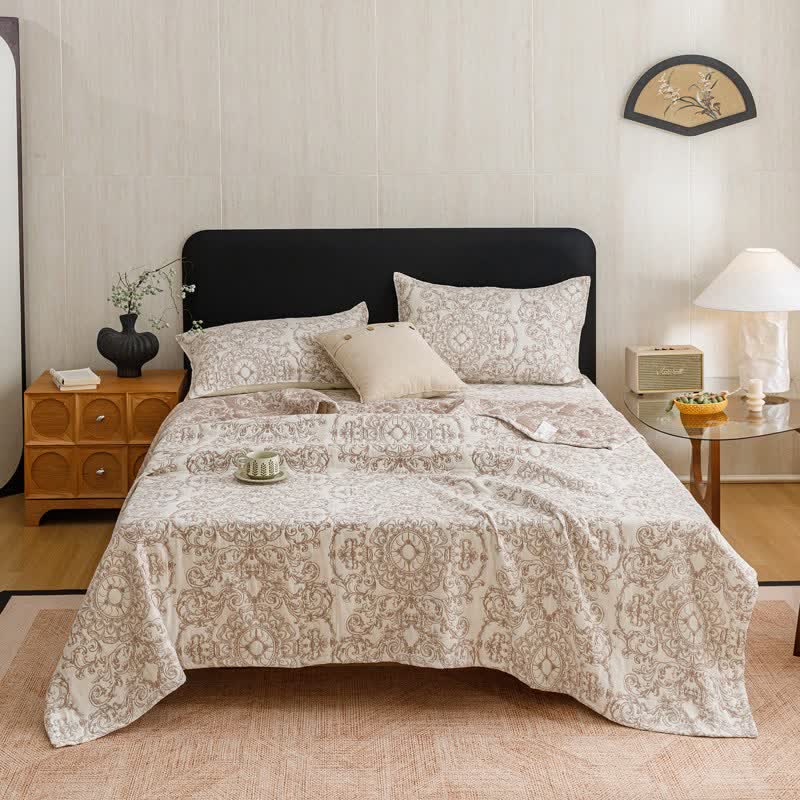Retro Cotton Triple-Layer Gauze Jacquard Quilt Blanket - image 2