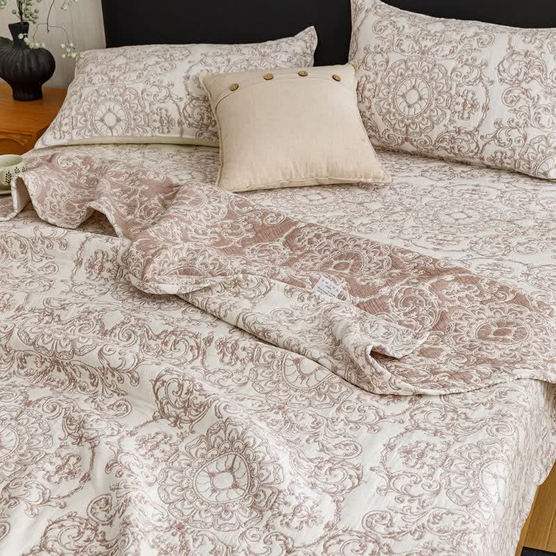 Retro Cotton Triple-Layer Gauze Jacquard Quilt Blanket - image 5