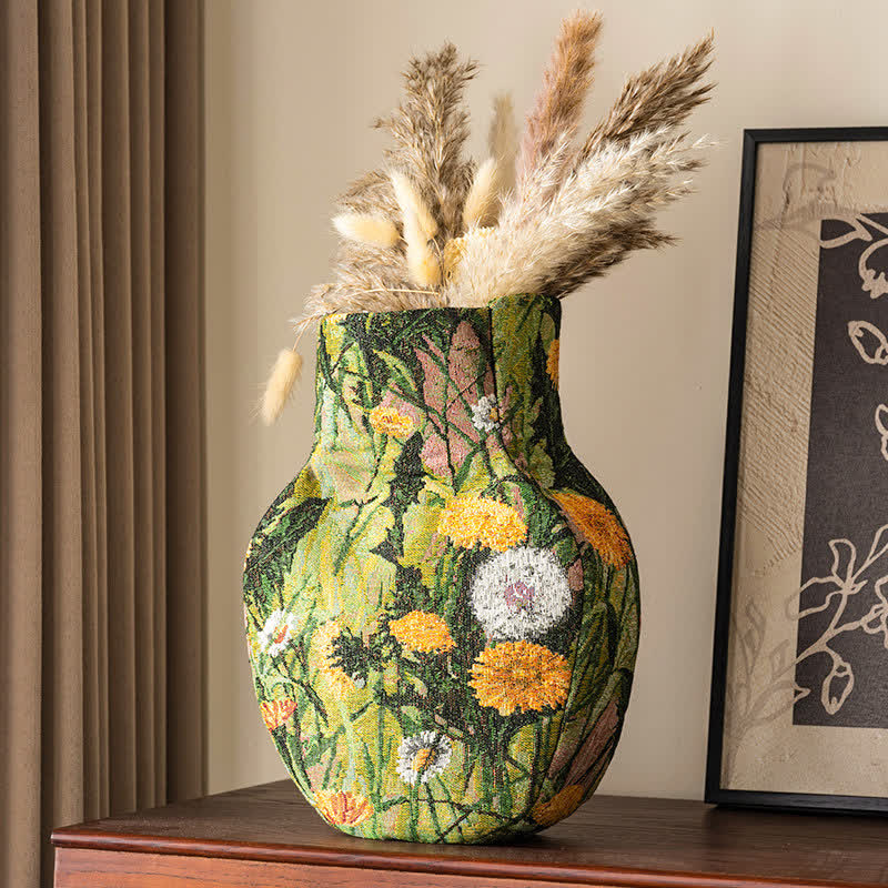 Garden Artistic Fabric Vase Tabletop Ornament - Green - 3"W x 8"L x 12"H - image 4