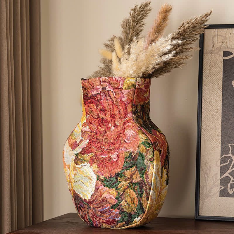 Garden Artistic Fabric Vase Tabletop Ornament - Coral Pink - 3"W x 8"L x 12"H - image 3