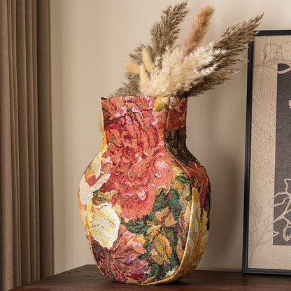 Garden Artistic Fabric Vase Tabletop Ornament - Coral Pink - 3"W x 8"L x 12"H - image 3